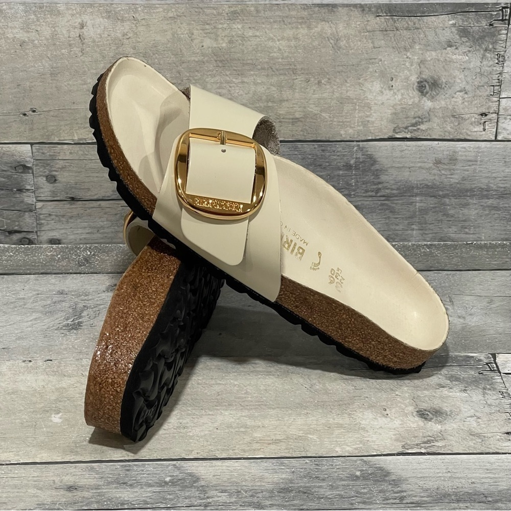 BIRKENSTOCK Madrid Big Buckle Slide Sandal - Ecru - Sz-5-5.5 .US/36 .EU Women’s